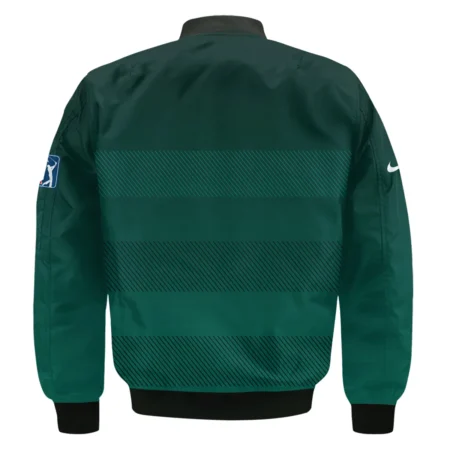 Nike Masters Tournament Dark Green Gradient Stripes Pattern Golf Sport Bomber Jacket Style Classic Bomber Jacket