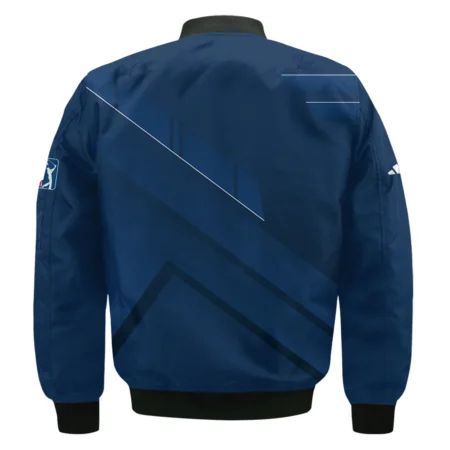 Adidas 124th U.S. Open Pinehurst Blue Gradient With White Straight Line Bomber Jacket Style Classic Bomber Jacket