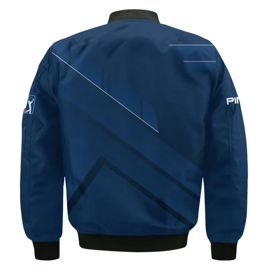 Ping 124th U.S. Open Pinehurst Blue Gradient With White Straight Line Bomber Jacket Style Classic Bomber Jacket