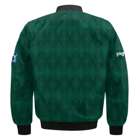 Green Fabric Ikat Diamond pattern Masters Tournament Ping Bomber Jacket Style Classic Bomber Jacket