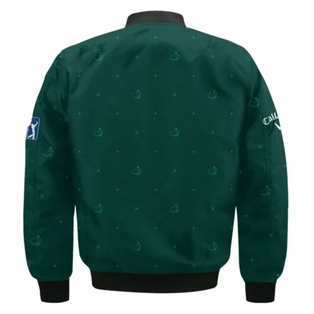 Dark Green Pattern In Retro Style With Logo Masters Tournament Callaway Bomber Jacket Style Classic Bomber Jacket