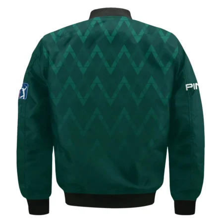 Abstract Dark Green Zigzag Background Masters Tournament Ping Bomber Jacket Style Classic Bomber Jacket