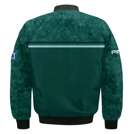 Dark Green Triangle Mosaic Pattern Masters Tournament Ping Bomber Jacket Style Classic Bomber Jacket