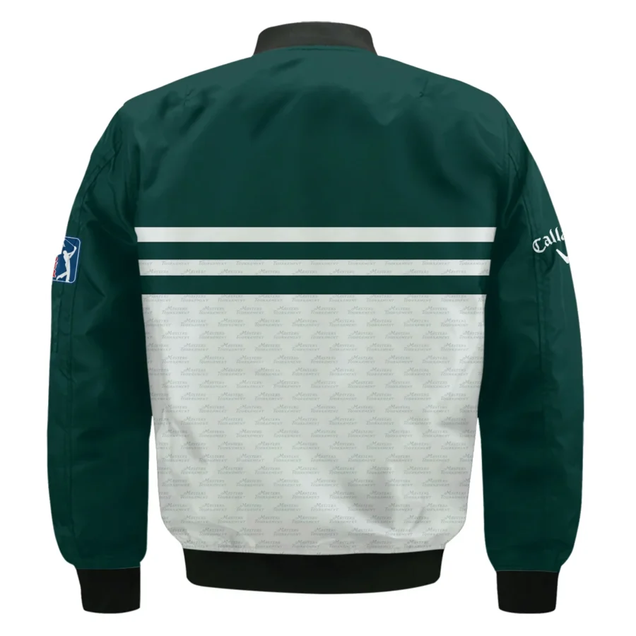 Dark Green Mix White With Logo Pattern Masters Tournament Callaway Bomber Jacket Style Classic Bomber Jacket