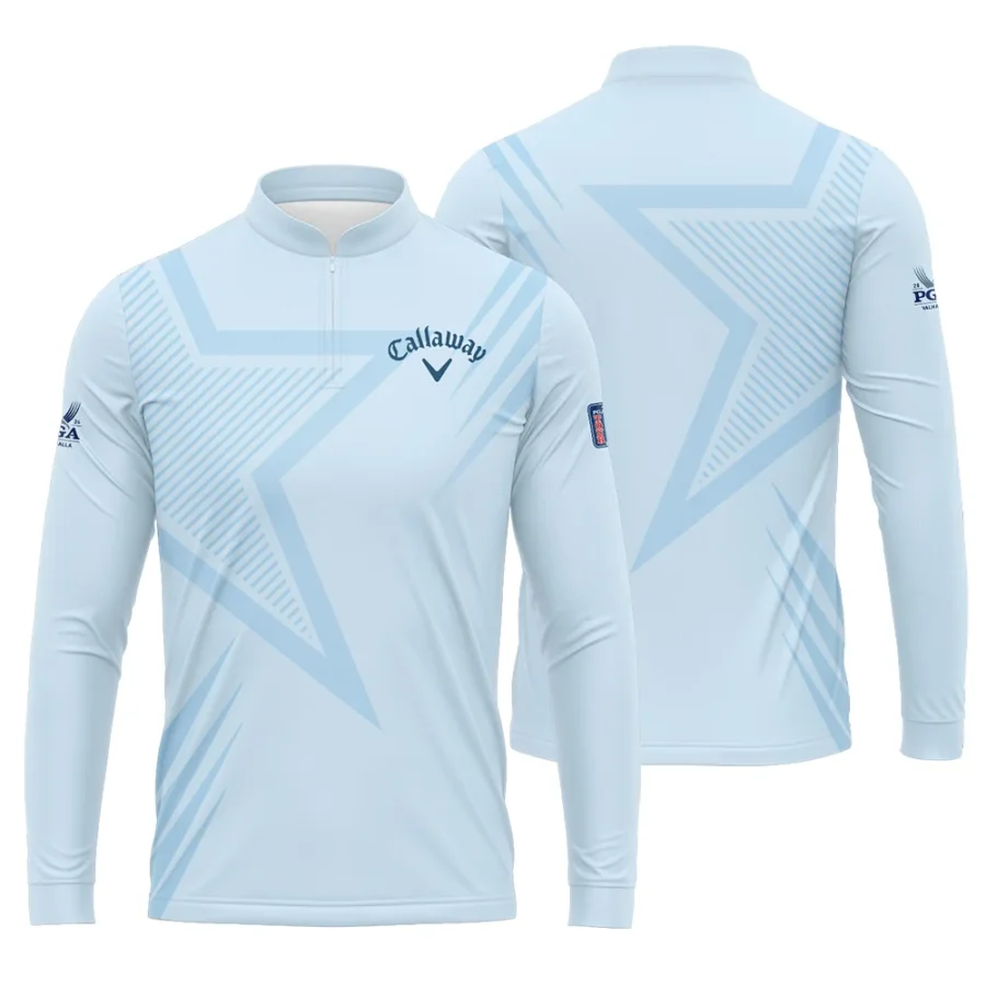 2024 PGA Championship Valhalla Golf Star Line Pattern Light Blue Callaway Mandarin collar Quater-Zip Long Sleeve