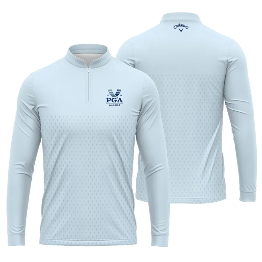 PGA Trophy Pattern Light Blue 2024 PGA Championship Valhalla Callaway Mandarin collar Quater-Zip Long Sleeve