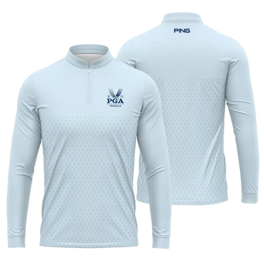 PGA Trophy Pattern Light Blue 2024 PGA Championship Valhalla Ping Mandarin collar Quater-Zip Long Sleeve