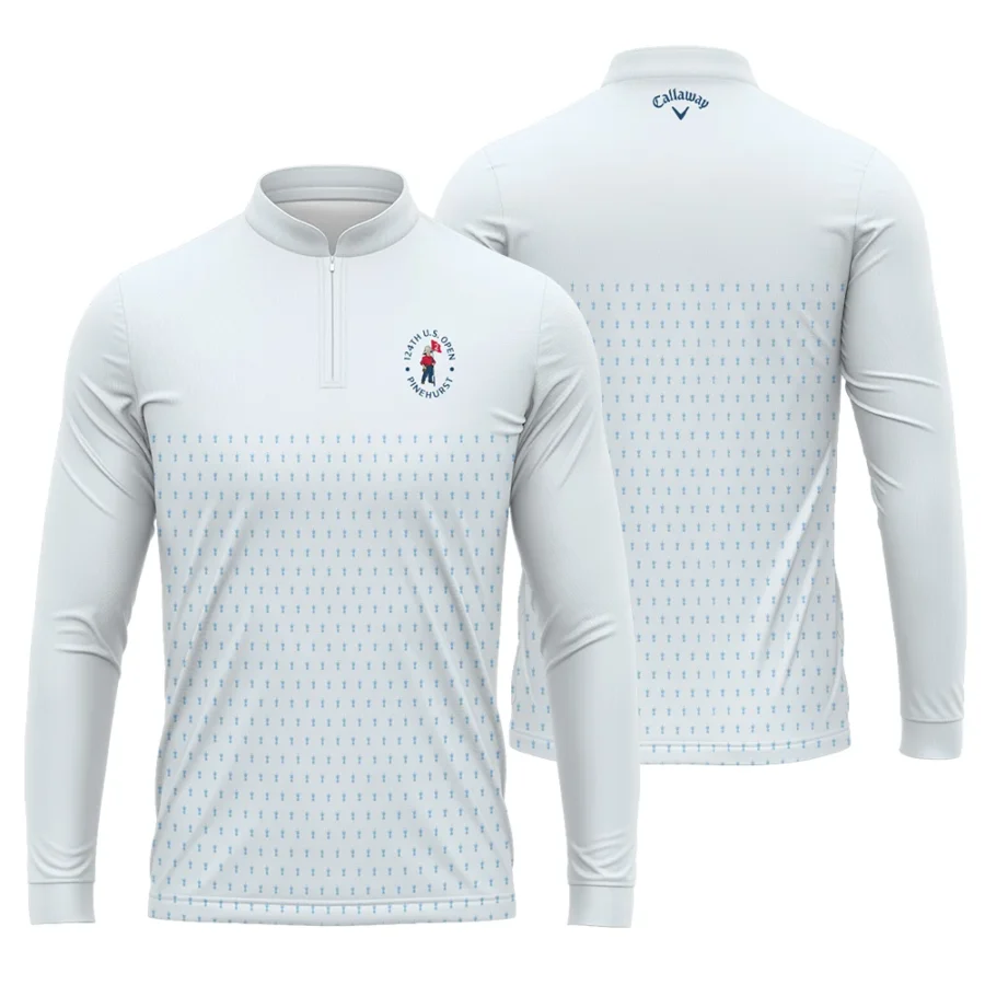 U.S Open Trophy Pattern Light Blue 124th U.S. Open Pinehurst Callaway Mandarin collar Quater-Zip Long Sleeve