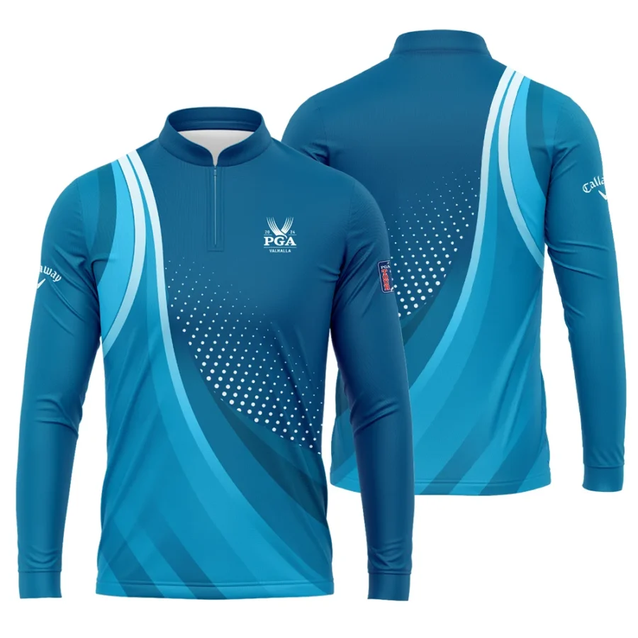 Golf Love Sport Color Blue 2024 PGA Championship Valhalla Callaway Mandarin collar Quater-Zip Long Sleeve