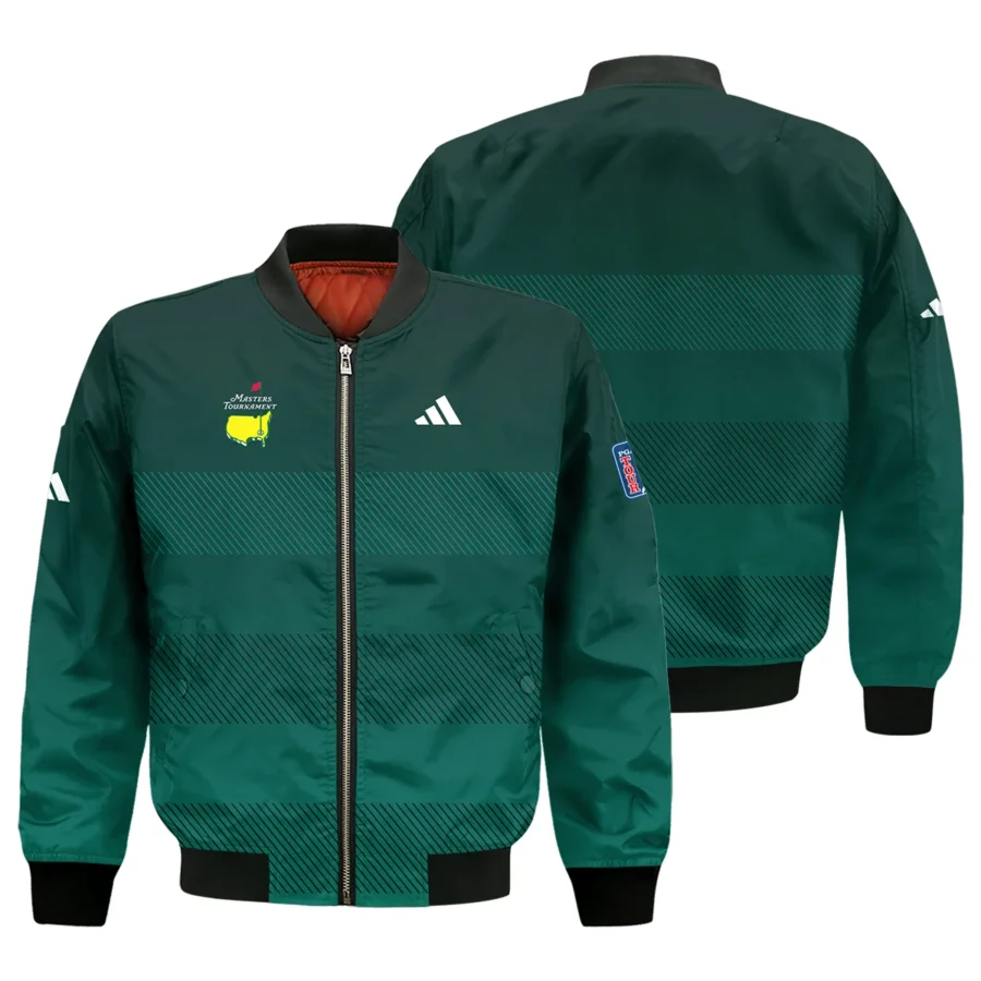 Adidas Masters Tournament Dark Green Gradient Stripes Pattern Golf Sport Bomber Jacket Style Classic Bomber Jacket