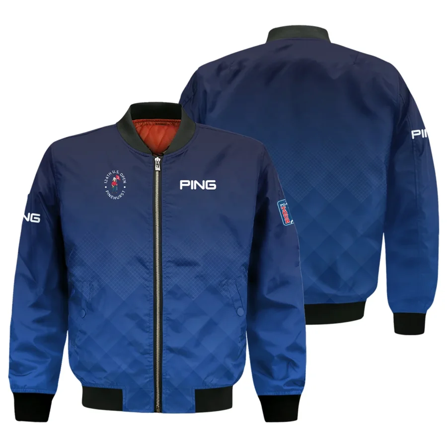 124th U.S. Open Pinehurst Ping Dark Blue Gradient Stripes Pattern Bomber Jacket Style Classic Bomber Jacket