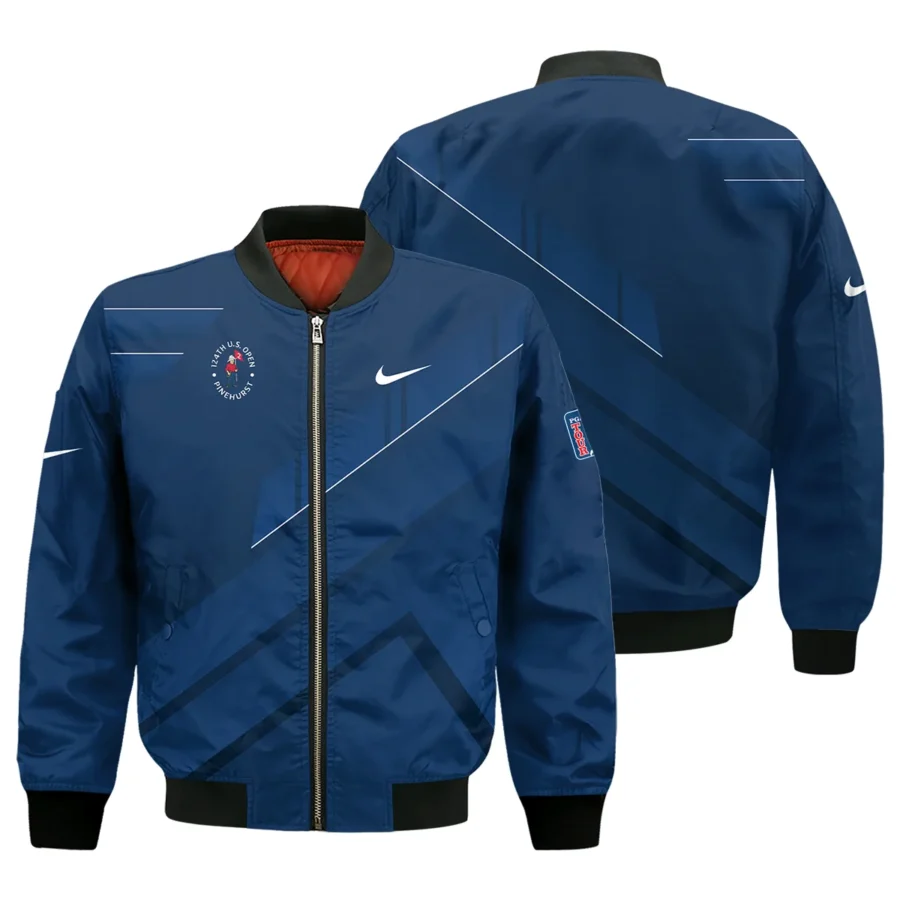 Nike 124th U.S. Open Pinehurst Blue Gradient With White Straight Line Bomber Jacket Style Classic Bomber Jacket