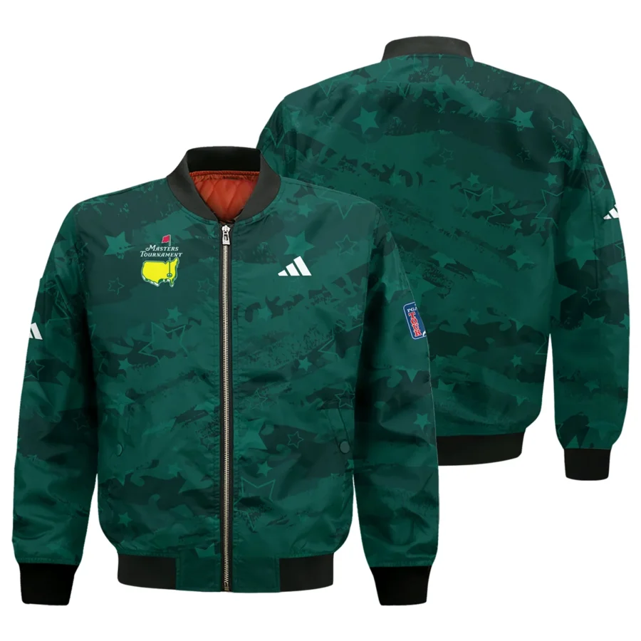Dark Green Stars Pattern Grunge Background Masters Tournament Adidas Bomber Jacket Style Classic Bomber Jacket
