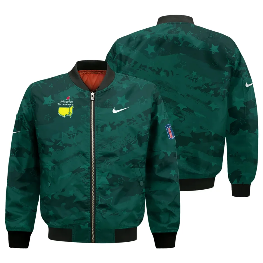 Dark Green Stars Pattern Grunge Background Masters Tournament Nike Bomber Jacket Style Classic Bomber Jacket