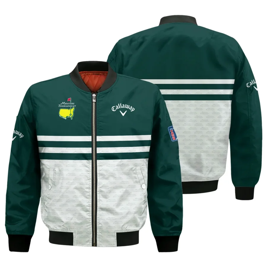 Dark Green Mix White With Logo Pattern Masters Tournament Callaway Bomber Jacket Style Classic Bomber Jacket