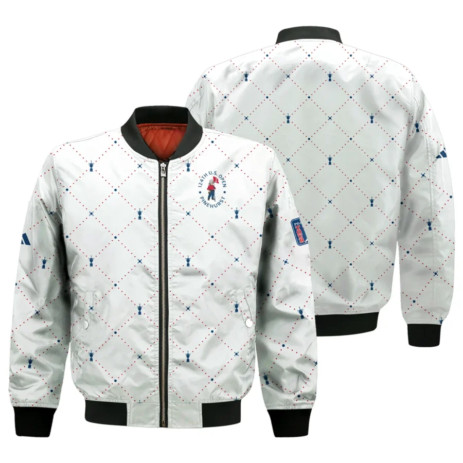 Argyle Pattern With Cup 124th U.S. Open Pinehurst Adidas Bomber Jacket Style Classic Bomber Jacket