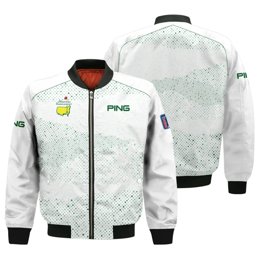 Golf Stye Classic White Mix Green Masters Tournament Ping Bomber Jacket Style Classic Bomber Jacket