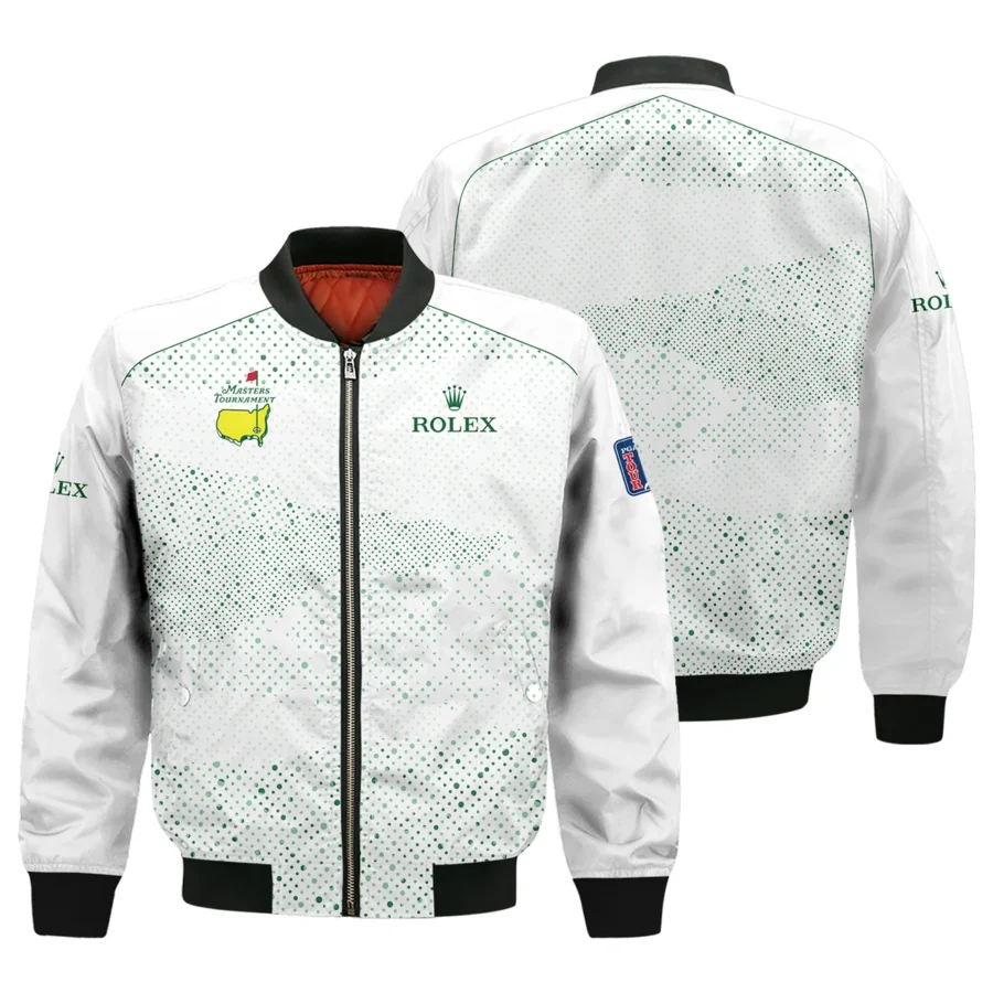 Golf Stye Classic White Mix Green Masters Tournament Rolex Bomber Jacket Style Classic Bomber Jacket