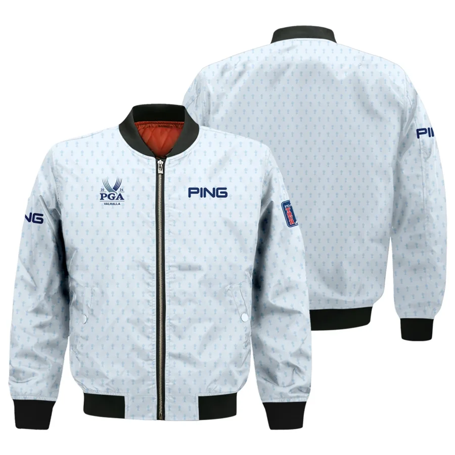 Golf Pattern Cup White Mix Light Blue 2024 PGA Championship Valhalla Ping Bomber Jacket Style Classic Bomber Jacket