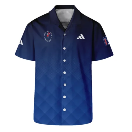 124th U.S. Open Pinehurst Adidas Dark Blue Gradient Stripes Pattern Style Classic, Short Sleeve Polo Shirts Quarter-Zip Casual Slim Fit Mock Neck Basic