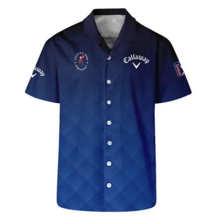 124th U.S. Open Pinehurst Callaway Dark Blue Gradient Stripes Pattern Vneck Long Polo Shirt Style Classic Long Polo Shirt For Men