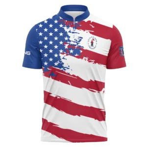 Ping US Flag Blue Red Stars 124th U.S. Open Pinehurst Mandarin collar Quater-Zip Long Sleeve