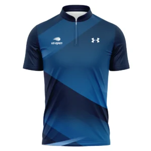 US Open Tennis Champions Dark Blue Background Under Armour Short Sleeve Round Neck Polo Shirts