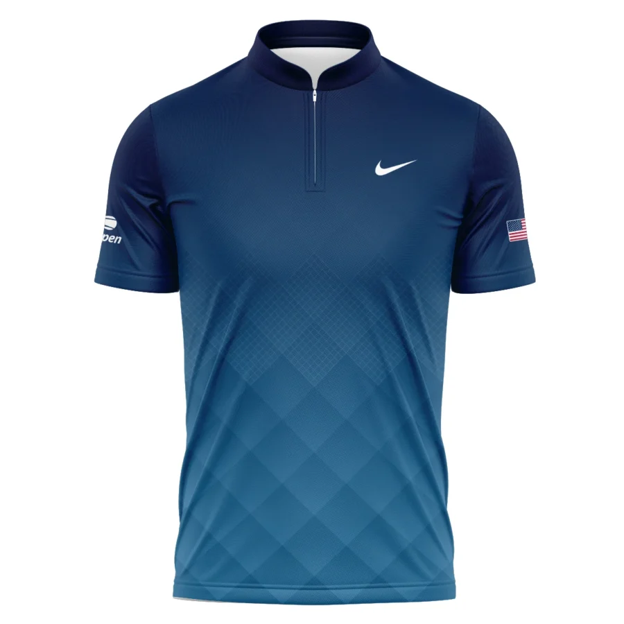 Nike Blue Abstract Background US Open Tennis Champions Polo Shirt Mandarin Collar Polo Shirt