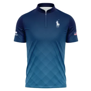 Ralph Lauren Blue Abstract Background US Open Tennis Champions Mandarin collar Quater-Zip Long Sleeve