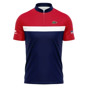 Lacoste Blue Red White Background US Open Tennis Champions Short Sleeve Round Neck Polo Shirts