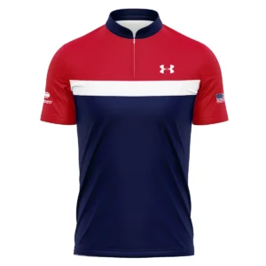 Under Armour Blue Red White Background US Open Tennis Champions Short Sleeve Round Neck Polo Shirts