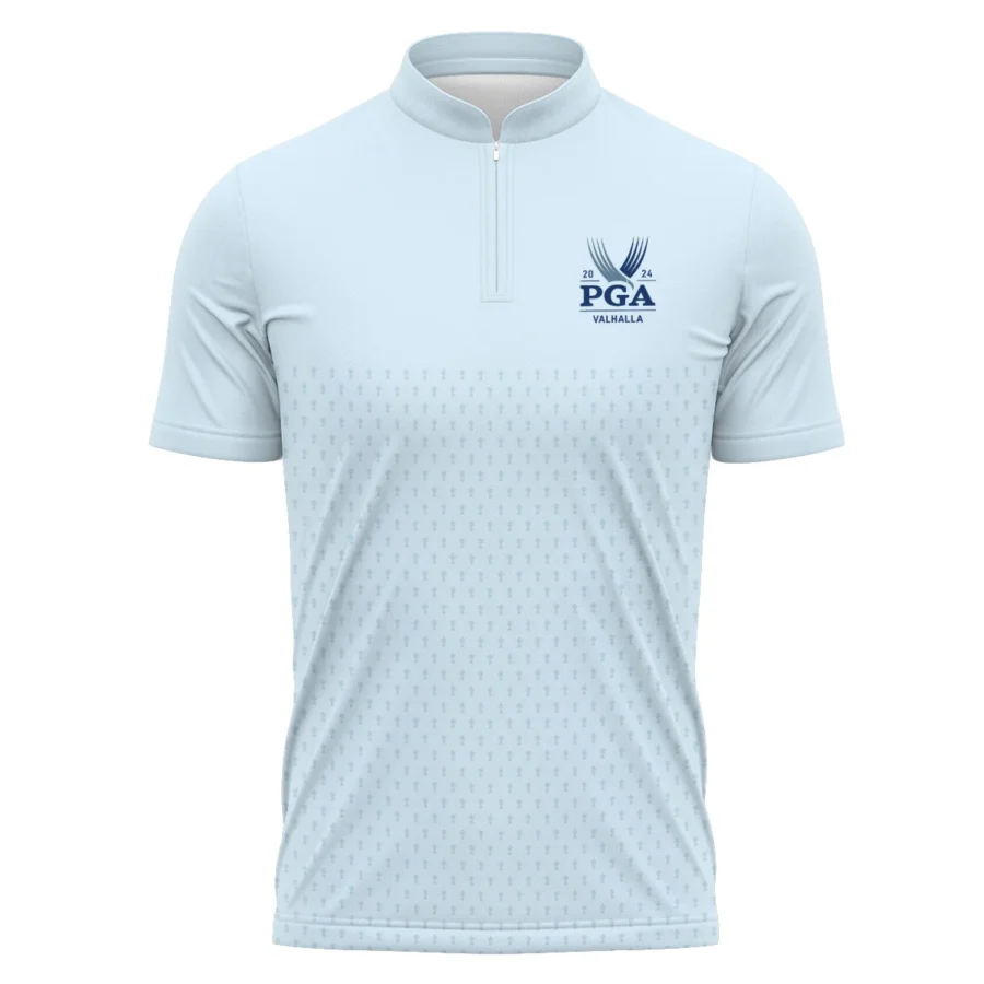 PGA Trophy Pattern Light Blue 2024 PGA Championship Valhalla Callaway Polo Shirt Mandarin Collar Polo Shirt