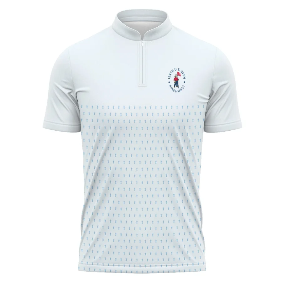 U.S Open Trophy Pattern Light Blue 124th U.S. Open Pinehurst Callaway Polo Shirt Mandarin Collar Polo Shirt