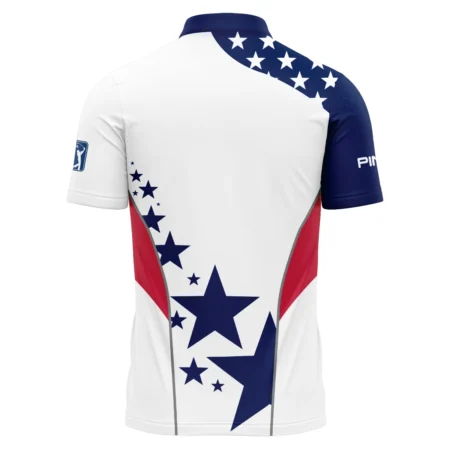 124th U.S. Open Pinehurst Ping Stars US Flag White Blue Polo Shirt Mandarin Collar Polo Shirt