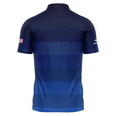 Straight Line Dark Blue Background US Open Tennis Champions Nike Polo Shirt Mandarin Collar Polo Shirt