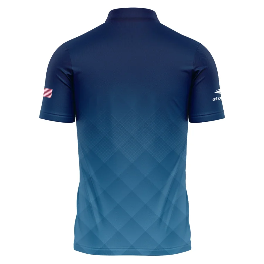 Nike Blue Abstract Background US Open Tennis Champions Polo Shirt Mandarin Collar Polo Shirt