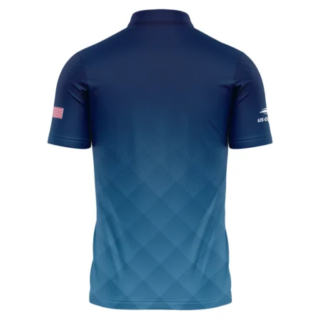Ralph Lauren Blue Abstract Background US Open Tennis Champions Polo Shirt Mandarin Collar Polo Shirt