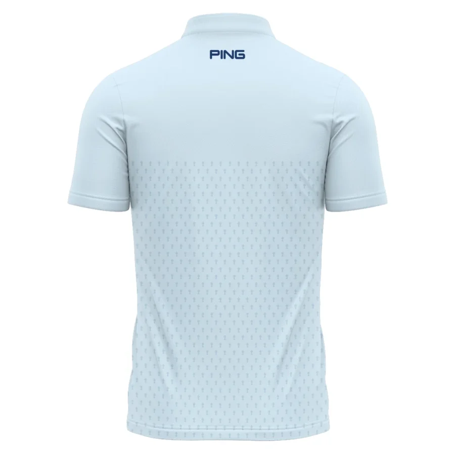 PGA Trophy Pattern Light Blue 2024 PGA Championship Valhalla Ping Polo Shirt Mandarin Collar Polo Shirt