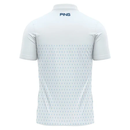 U.S Open Trophy Pattern Light Blue 124th U.S. Open Pinehurst Ping Polo Shirt Mandarin Collar Polo Shirt