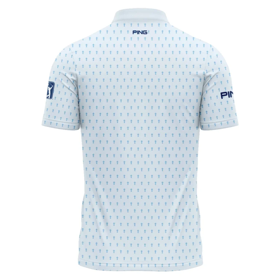 Golf Pattern Light Blue Cup 2024 PGA Championship Valhalla Ping Polo Shirt Mandarin Collar Polo Shirt