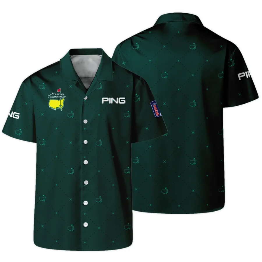 Dark Green Pattern In Retro Style With Logo Masters Tournament Ping Hawaiian Shirt Style Classic Oversized Hawaiian Shirt