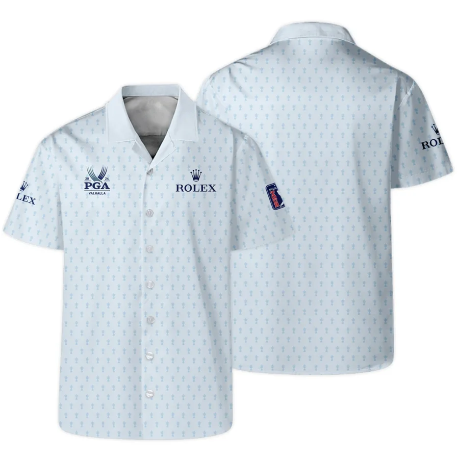 Golf Pattern Cup White Mix Light Blue 2024 PGA Championship Valhalla Rolex Hawaiian Shirt Style Classic Oversized Hawaiian Shirt