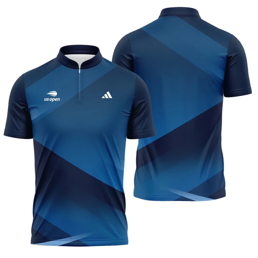 US Open Tennis Champions Dark Blue Background Adidas Polo Shirt Mandarin Collar Polo Shirt