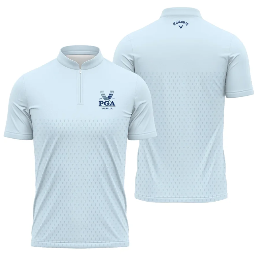 PGA Trophy Pattern Light Blue 2024 PGA Championship Valhalla Callaway Polo Shirt Mandarin Collar Polo Shirt