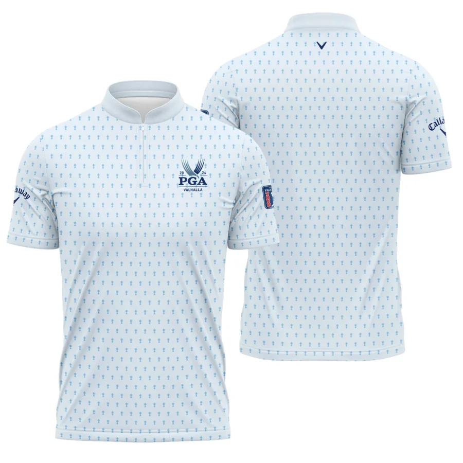 Golf Pattern Light Blue Cup 2024 PGA Championship Valhalla Callaway Polo Shirt Mandarin Collar Polo Shirt