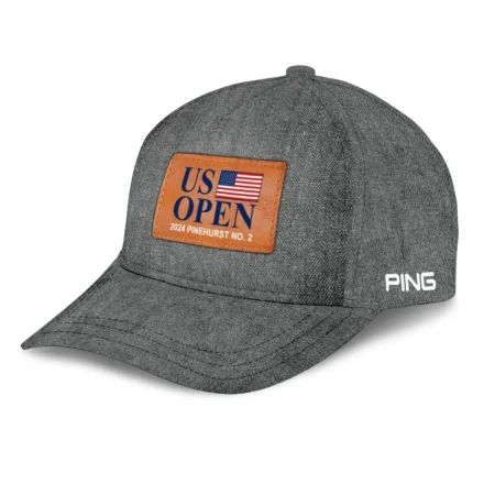 124th U.S. Open Pinehurst Ping Brown Leather Texture USA Flag Golf Style Classic Golf All over Print Cap