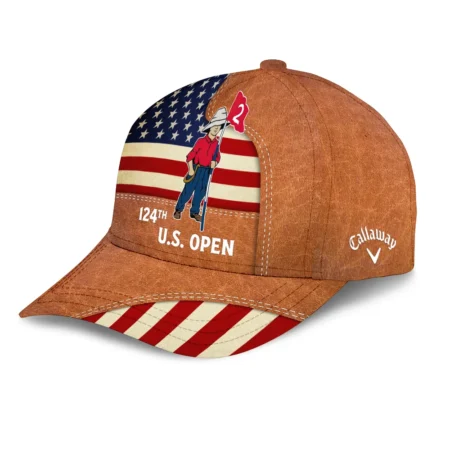 124th U.S. Open Pinehurst Ping Brown Leather Texture USA Flag Golf Style Classic Golf All over Print Cap
