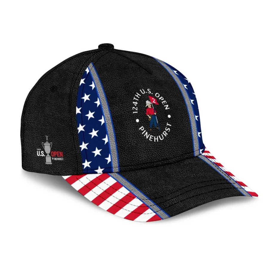 Callaway US Flag Blue Red Black Leather 124th U.S. Open Pinehurst Golf Style Classic Golf All over Print Cap