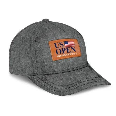 Callaway Grey Jeans Texture Label Leather 124th U.S. Open Pinehurst Golf Style Classic Golf All over Print Cap