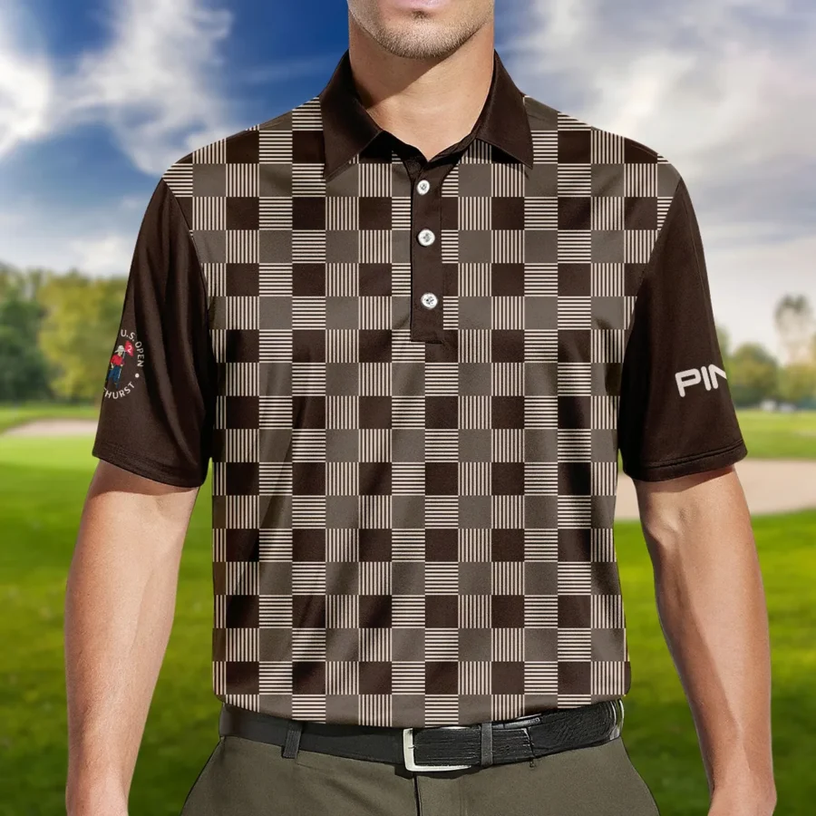 Golf Brown Square Pattern 124th U.S. Open Pinehurst Ping Polo Shirt Style Classic